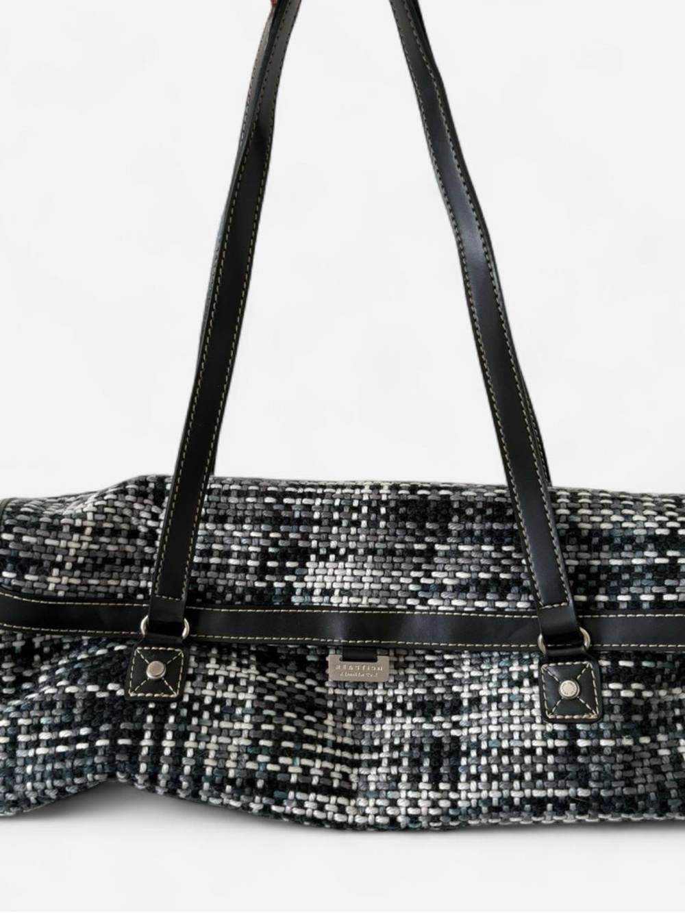 Rare Kenneth Cole Reaction black & white tweed shoulder bag - Picture 3 of 9